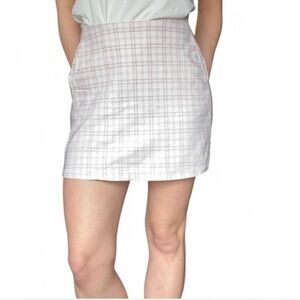 Vintage Y2K pink and white plaid mini skirt Made in USA size M